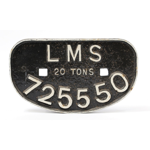 7289 - Railwayana - a London, Midland and Scottish Railway 'D' shaped painted cast iron wagon plate, raised... 