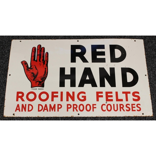 7302 - Advertising - a rectangular shaped single sided pictorial enamel sign, black and red lettering on a ... 