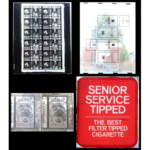 7303 - Advertising, Tobacco & Smoking Interest - a collection of rectangular shaped photographic glass plat... 