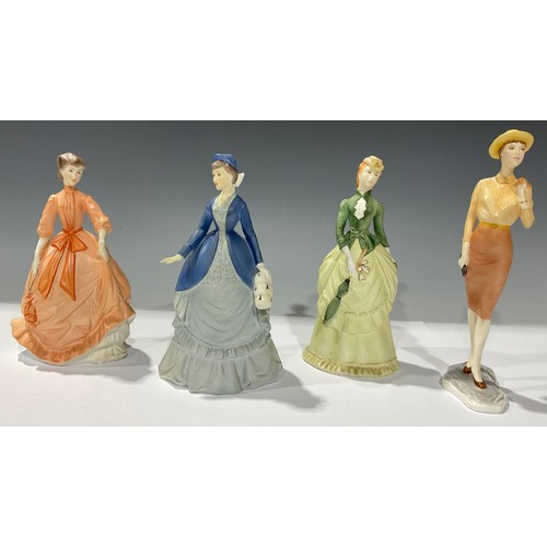 164 - A Royal Worcester figure, Autumn Song; others, Sunday Morning; Charity; West End Girl (4)