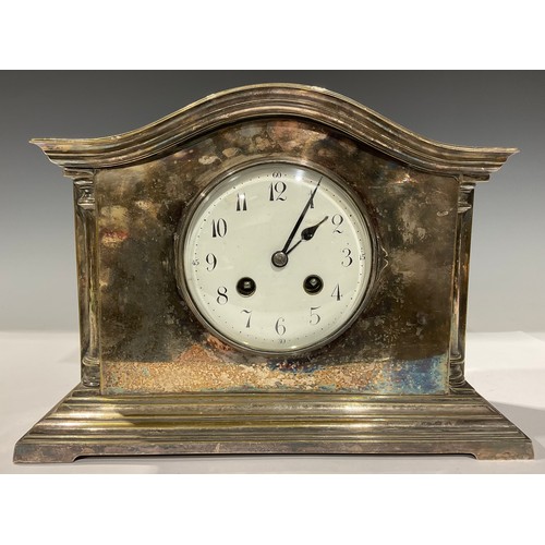 244 - An Edwardian silver plated mantel clock