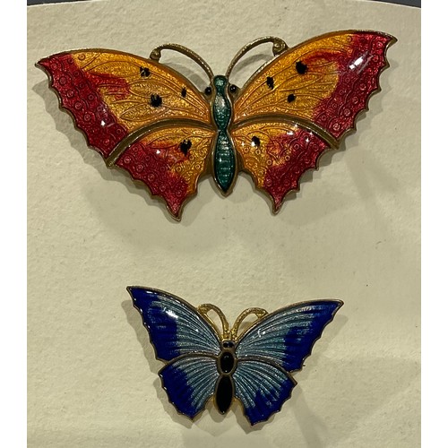 255 - Two enamel butterfly brooches