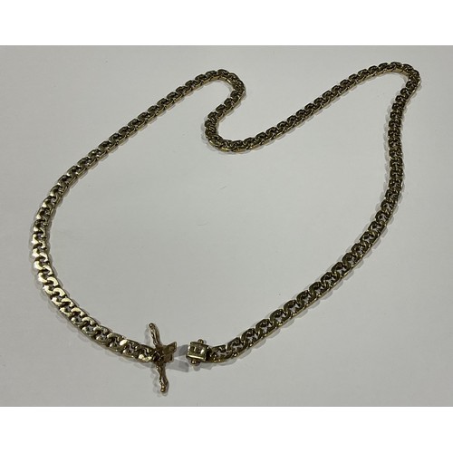 293 - A 9ct gold flattened curb link necklace, marked 375, 64cm long overall, 36g