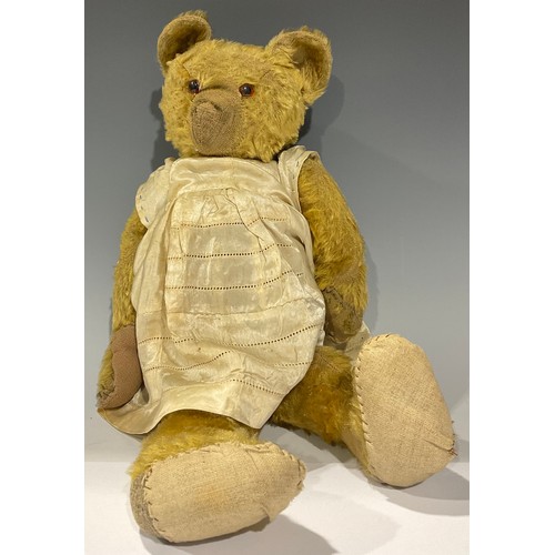 333 - Toys & Juvenalia - an early 20th century golden mohair jointed teddy bear, amber and black glass eye... 