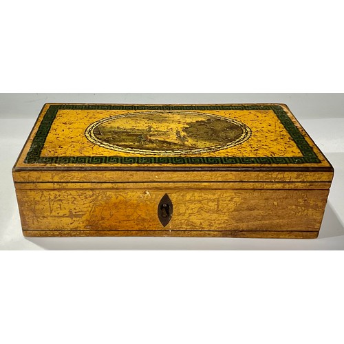 363 - A George III polychrome decorated rectangular work box, c.1790