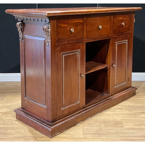 182 - A Victorian style mahogany shop counter or fitting, 110cm high, 150cm wide, 60.5cm deep