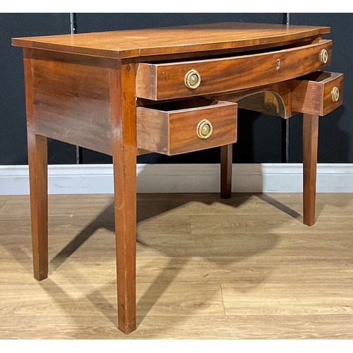 187 - A 19th century mahogany bow front desk, 71cm high, 96cm wide, 49cm deep