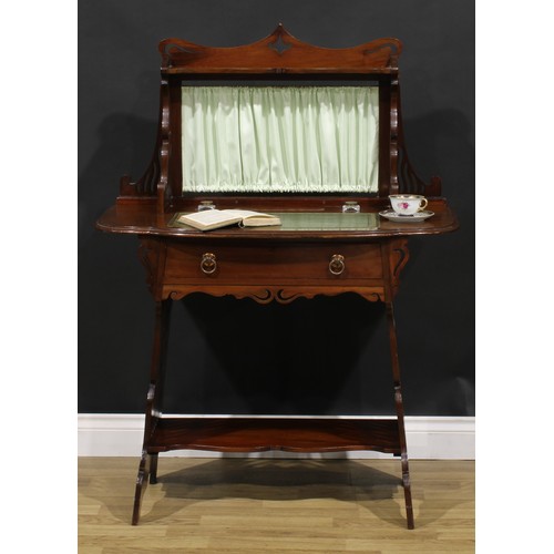 195 - An Arts & Crafts mahogany writing desk, in the manner of Liberty & Co, 123cm high, 92cm wide, 48cm d... 