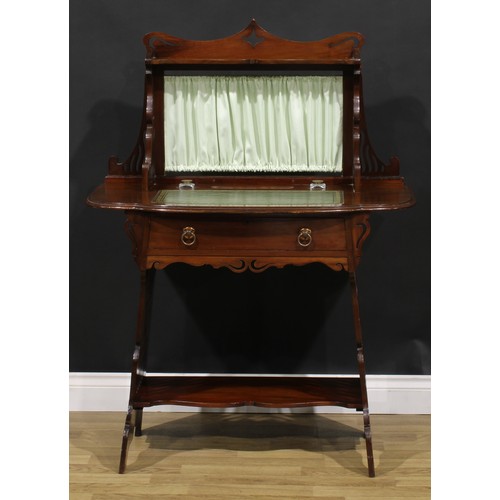 195 - An Arts & Crafts mahogany writing desk, in the manner of Liberty & Co, 123cm high, 92cm wide, 48cm d... 