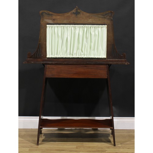 195 - An Arts & Crafts mahogany writing desk, in the manner of Liberty & Co, 123cm high, 92cm wide, 48cm d... 