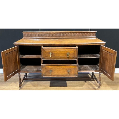 458 - A Carolean Revival oak low dresser, 109cm high, 167.5cm wide, 56cm deep