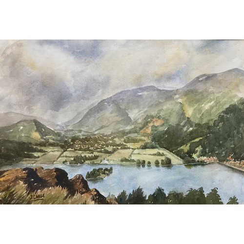 476 - Pictures and Prints - three watercolours, two oils, Lake District Scenes, J Large