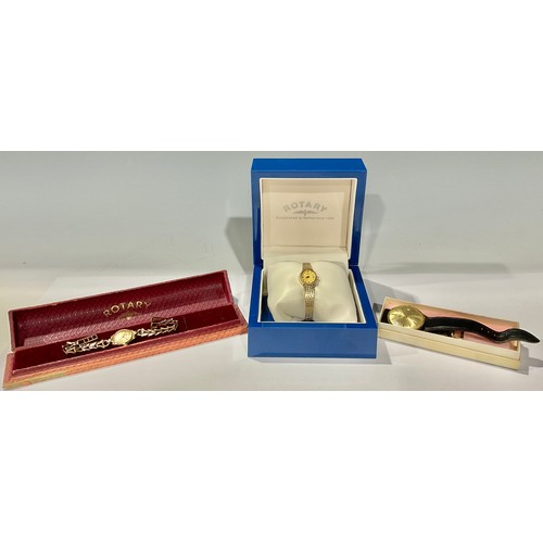 479 - Watches - a Rotary 9ct gold wristwatch, the case and the strap marked 375, 13.67g gross with origina... 