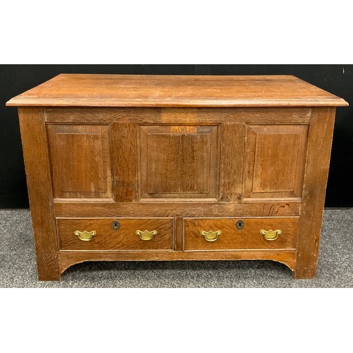 89 - An 18th century style Victorian oak Lancashire chest, 71.5cm high x 112cm x 55.5cm.