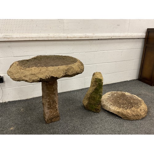 235 - Two very large Derbyshire gritstone staddle stones, (2).