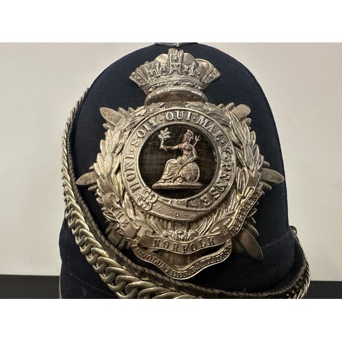 9053 - Victorian 1st Volunteer Battalion The Norfolk Regiment Blue Cloth Helmet with all original fittings ... 