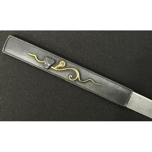 9068 - Japanese Wakizashi Sword with single edged blade 570mm in length. Hamon line to edge of blade. Tang ... 