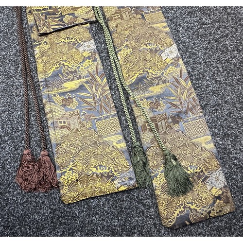 9070 - Japanese Pair Daisho Swords with complete with display stand and cloth protective bags. Larger Katan... 