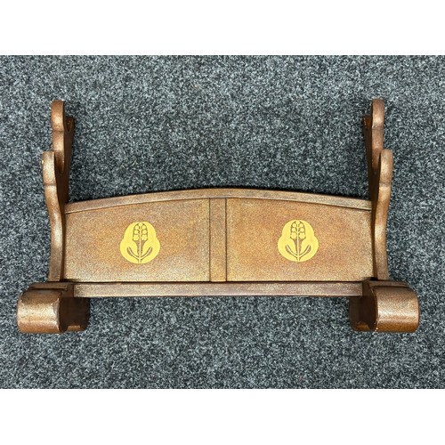 9085 - Japanese Sword Stand for three swords. Wooden. Decorated with gilt Bamboo designs. Height 34.5cc, wi... 