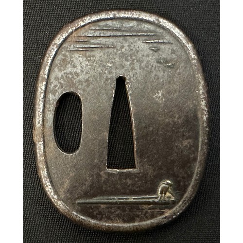 9094 - Japanese Sword Tsuba, iron, unsigned, size 60mm x 47mm.