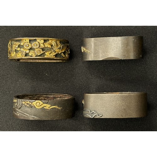 9099 - Japanese Sword Fuchi collection. Four different examples, all signed.