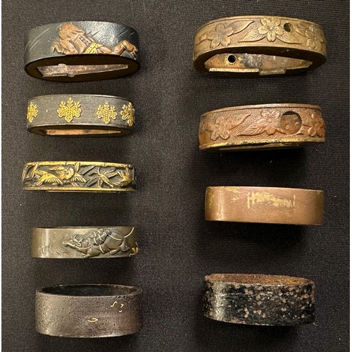 9100 - Japanese Sword Fuchi collection, nine examples, all unsigned. (9)