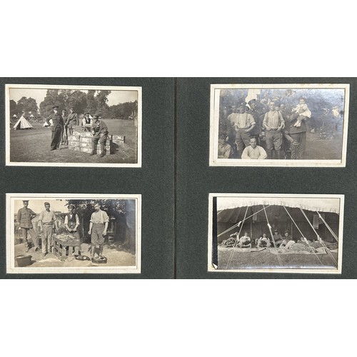 9112 - WW1 British Photograph Album dated 5th August 1914 showing Camp life in the UK along with family pho... 