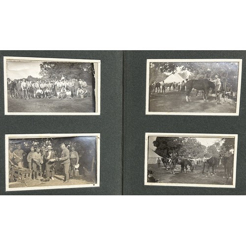 9112 - WW1 British Photograph Album dated 5th August 1914 showing Camp life in the UK along with family pho... 