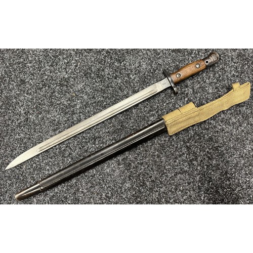 9115 - WW1 British 1907 Pattern Bayonet with single edged fullered blade 430mm in length, maker marked and ... 