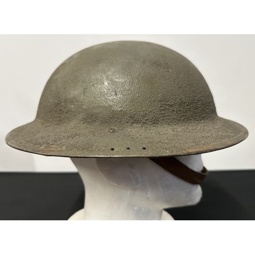 9116 - WW1 US M1917 Steel Helmet. Three holes have been drilled to each side of the rim to allow fitment of... 