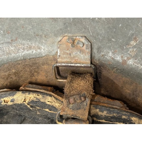 9118 - WW1 British Steel Helmet complete with liner and remains of the original leather chinstrap. Dark gre... 