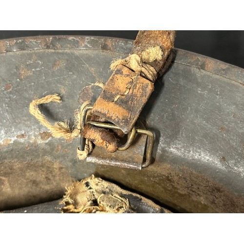 9118 - WW1 British Steel Helmet complete with liner and remains of the original leather chinstrap. Dark gre... 