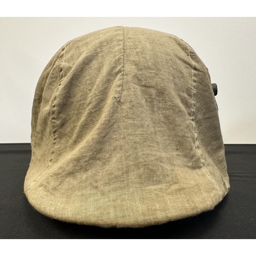 9132 - WW1 Imperial German M16 Helmet Shell complete with original very rare light tan thin cotton camoufla... 