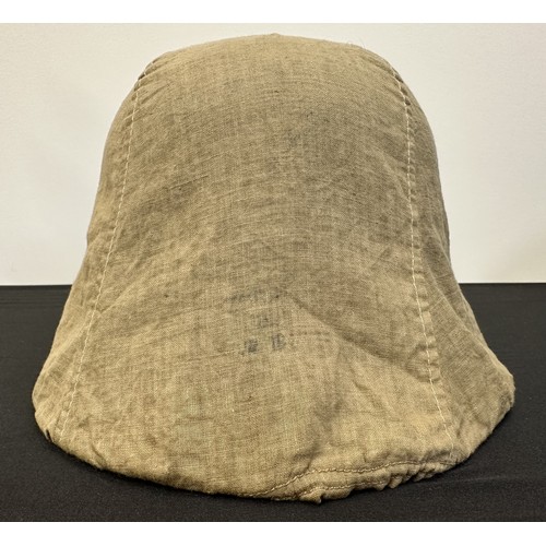 9132 - WW1 Imperial German M16 Helmet Shell complete with original very rare light tan thin cotton camoufla... 