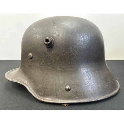 9132 - WW1 Imperial German M16 Helmet Shell complete with original very rare light tan thin cotton camoufla... 