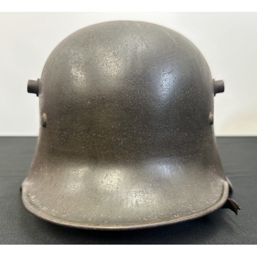 9132 - WW1 Imperial German M16 Helmet Shell complete with original very rare light tan thin cotton camoufla... 