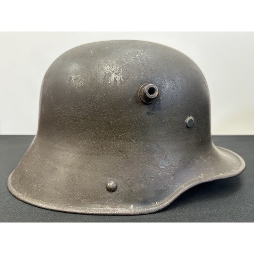 9132 - WW1 Imperial German M16 Helmet Shell complete with original very rare light tan thin cotton camoufla... 