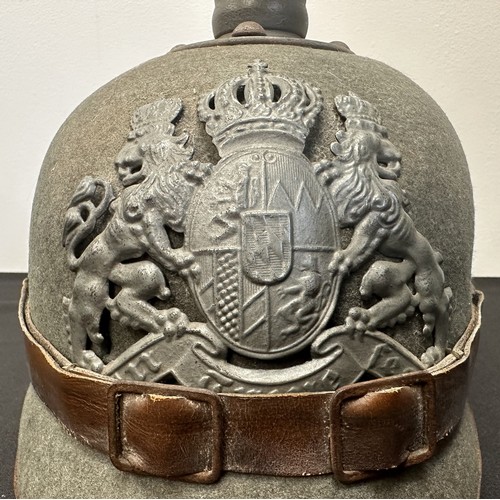 9135 - WW1 Imperial German Wurtemberg Ersatz Pickelhaube Helmet. Complete with all original fittings, inclu... 