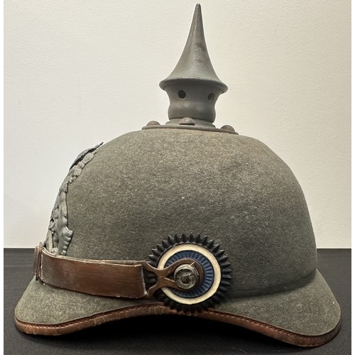 9135 - WW1 Imperial German Wurtemberg Ersatz Pickelhaube Helmet. Complete with all original fittings, inclu... 