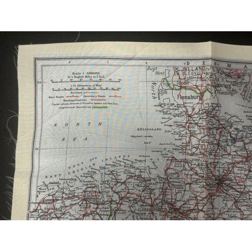 9138 - WW2 British RAF Silk Escape Map of Germany. Code letter A. Single Sided Map.