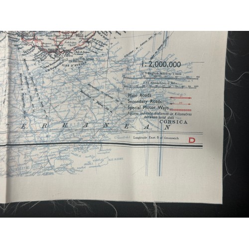 9145 - WW2 British RAF Silk Escape Map of France double sided code letter C/D.