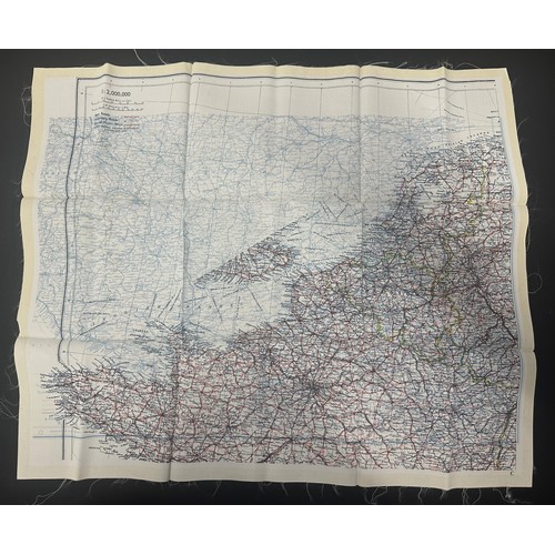 9145 - WW2 British RAF Silk Escape Map of France double sided code letter C/D.