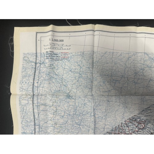 9145 - WW2 British RAF Silk Escape Map of France double sided code letter C/D.