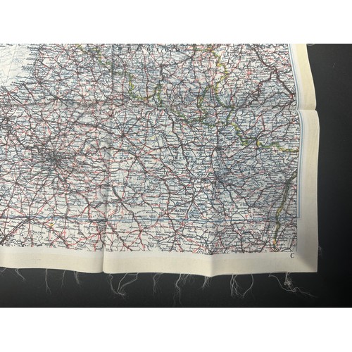 9145 - WW2 British RAF Silk Escape Map of France double sided code letter C/D.