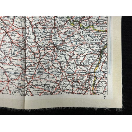 9146 - WW2 British RAF Silk Escape Map of France double sided code letter C/D.