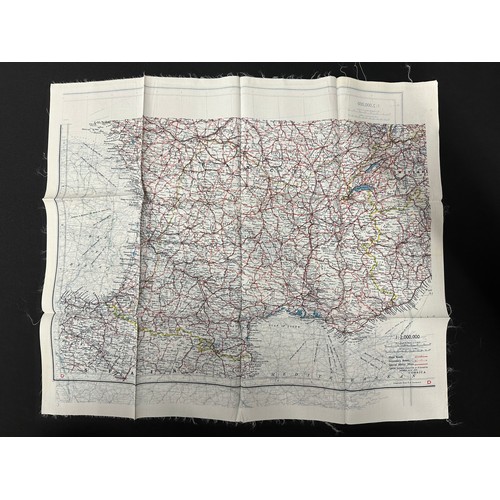 9146 - WW2 British RAF Silk Escape Map of France double sided code letter C/D.