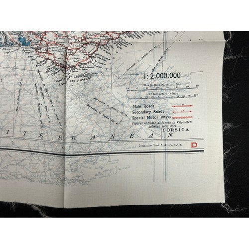 9146 - WW2 British RAF Silk Escape Map of France double sided code letter C/D.