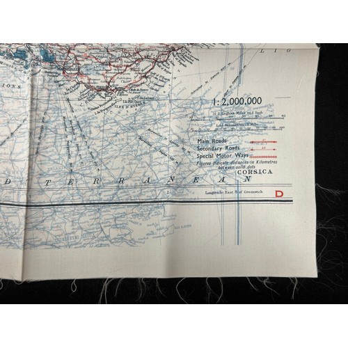 9147 - WW2 British RAF Silk Escape Map of France double sided code letter C/D.