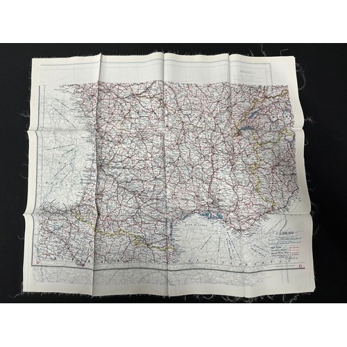 9148 - WW2 British RAF Silk Escape Map of France double sided code letter C/D.