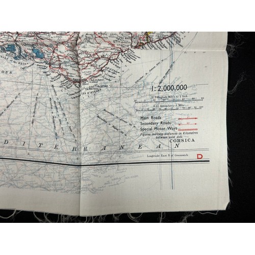 9148 - WW2 British RAF Silk Escape Map of France double sided code letter C/D.